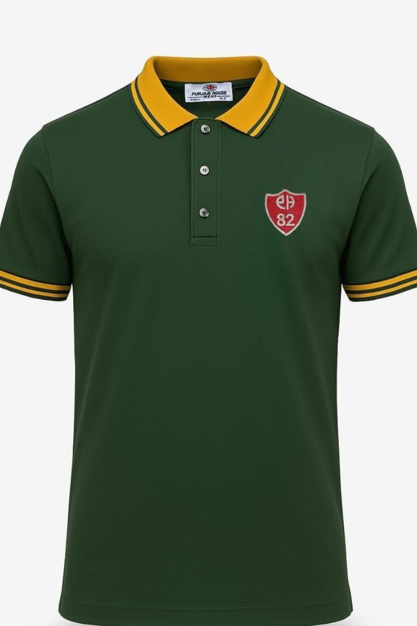 Essential Piqué Polo – Green & Mustard