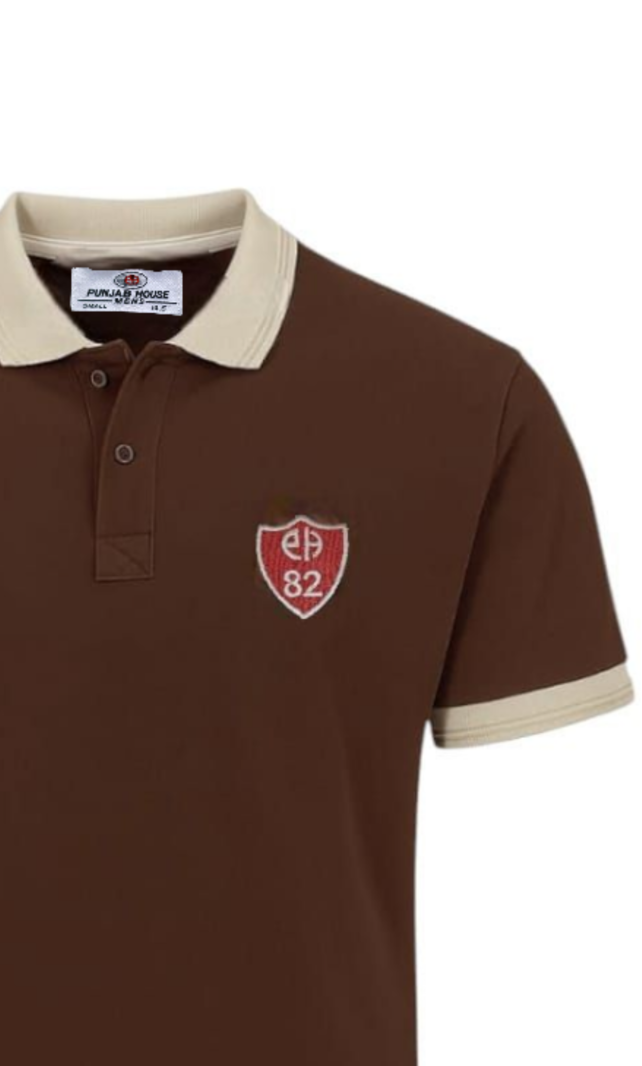 Classic Contrast Polo – Brown & Cream