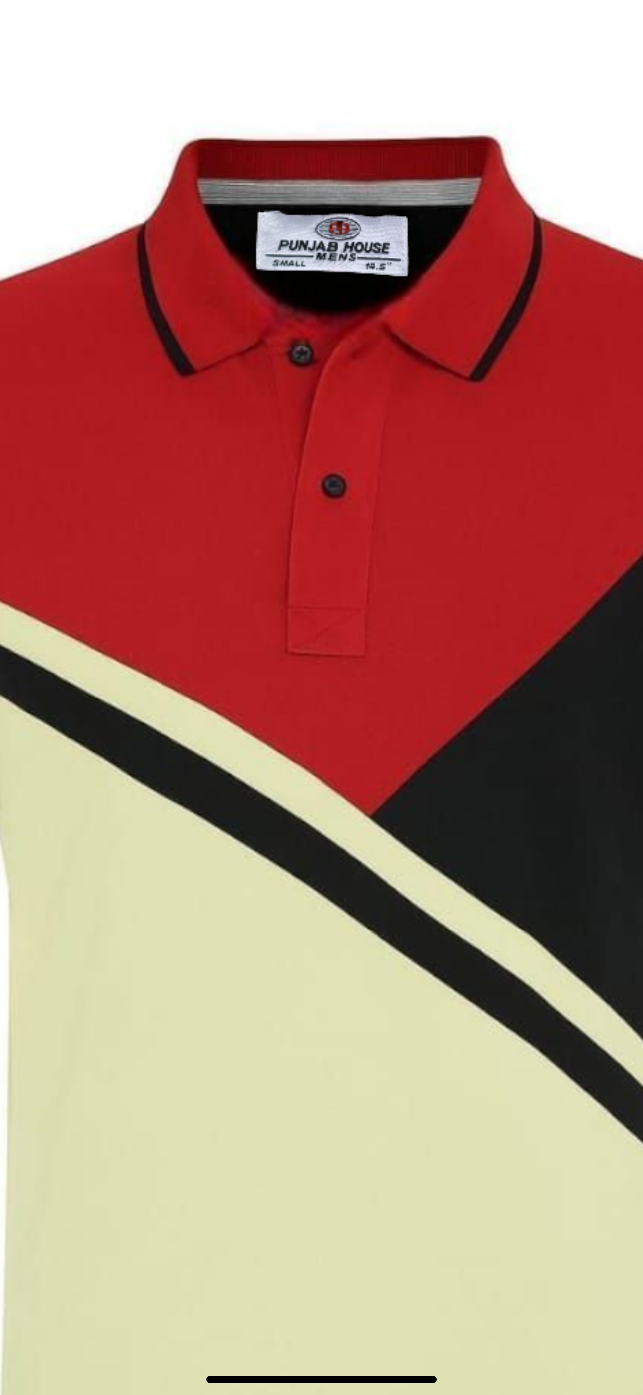 Modern Tri-Tone Polo Shirt – Red, Black & Beige