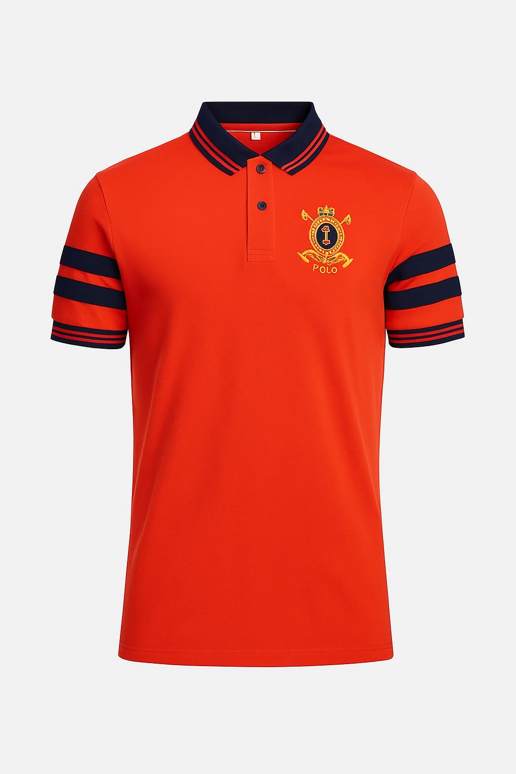 Red Polo Shirt with Navy Contrast – Classic Fit