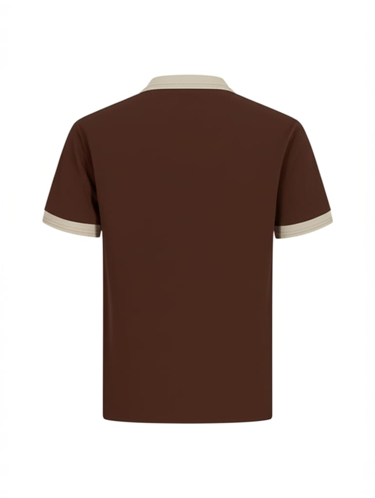 Classic Contrast Polo – Brown & Cream