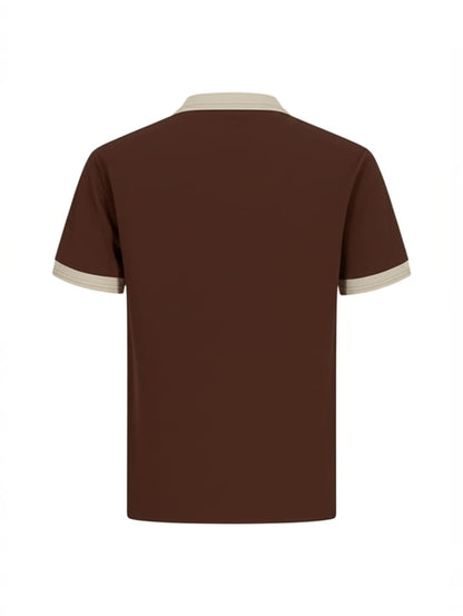 Classic Contrast Polo – Brown & Cream