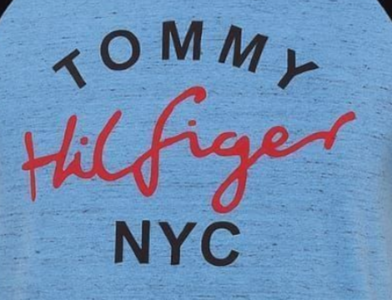 Sky Blue & Black Raglan Graphic Tee