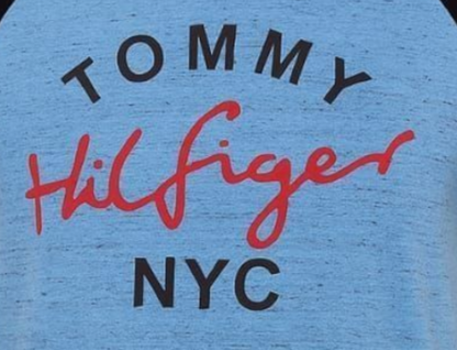 Sky Blue & Black Raglan Graphic Tee