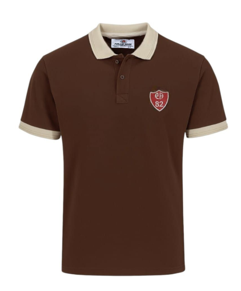 Classic Contrast Polo – Brown & Cream