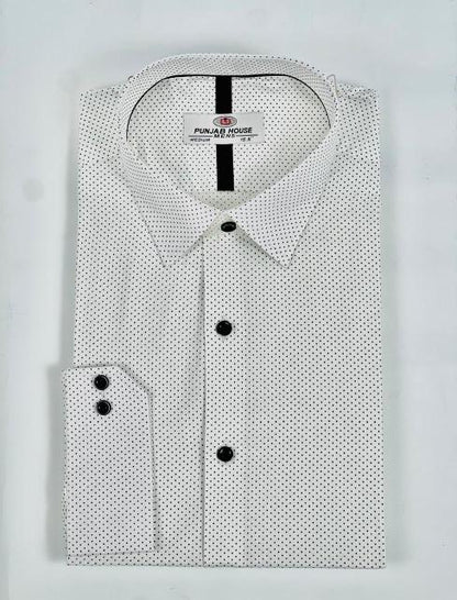 White Microdot Printed Shirt