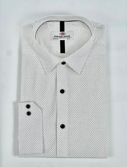 White Microdot Printed Shirt