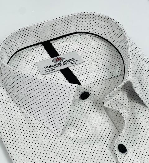 White Microdot Printed Shirt