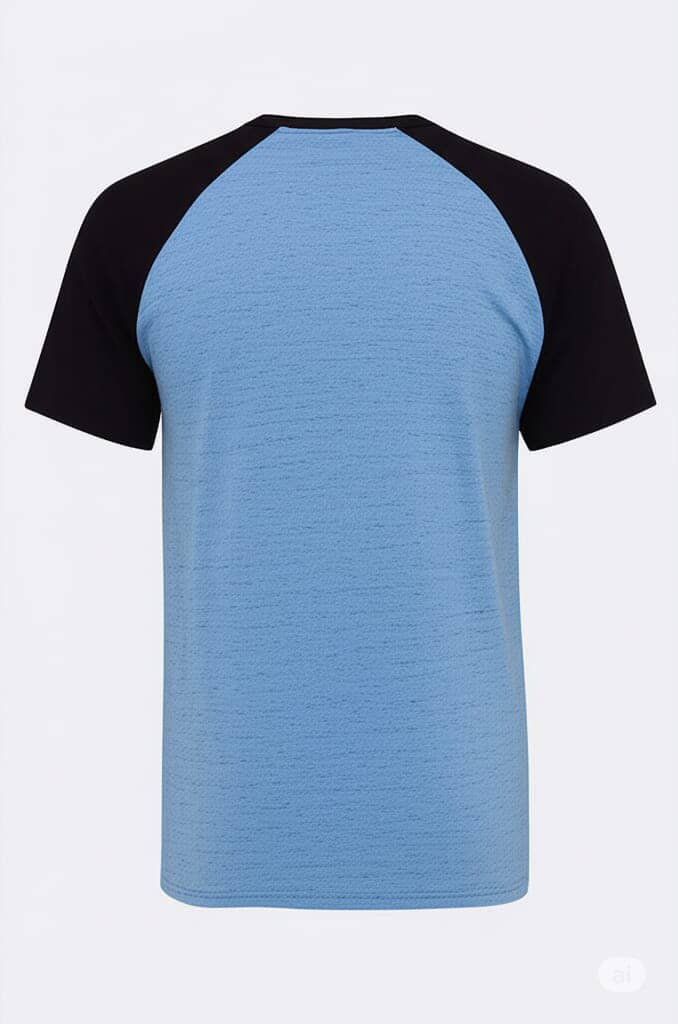 Sky Blue & Black Raglan Graphic Tee