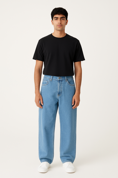 Men’s Baggy Fit Light Blue Denim Jeans – Punjab House