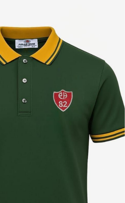 Essential Piqué Polo – Green & Mustard