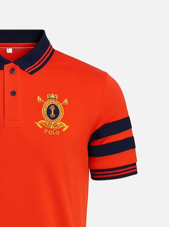 Red Polo Shirt with Navy Contrast – Classic Fit