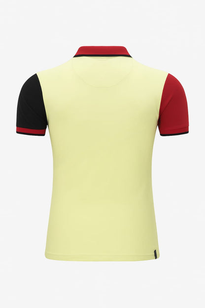 Modern Tri-Tone Polo Shirt – Red, Black & Beige